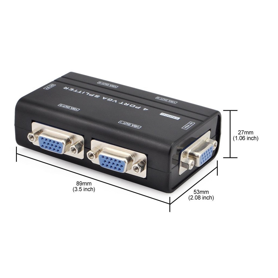 4- porttinen vga-videon jakaja 1 x 4 250 mhz jakaja 1 in 4 ulostuloa monistin multiple-tuki laajakuva-lcd-näytöt mt-viki 2504as