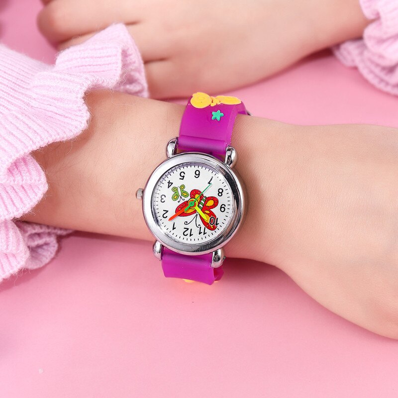 Cartoon Kinderen Horloge Meisje Student Waterdichte Siliconen Leuke Vlinder Horloges Quartz Klok Kids Quartz Analoog Polshorloge