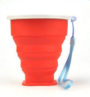 Silicone Retractable Cup Potable Telescopic Collapsible Cup Travel Outdoor Camping Hiking Water Folding Bottle Coffee Hand Cup: Red
