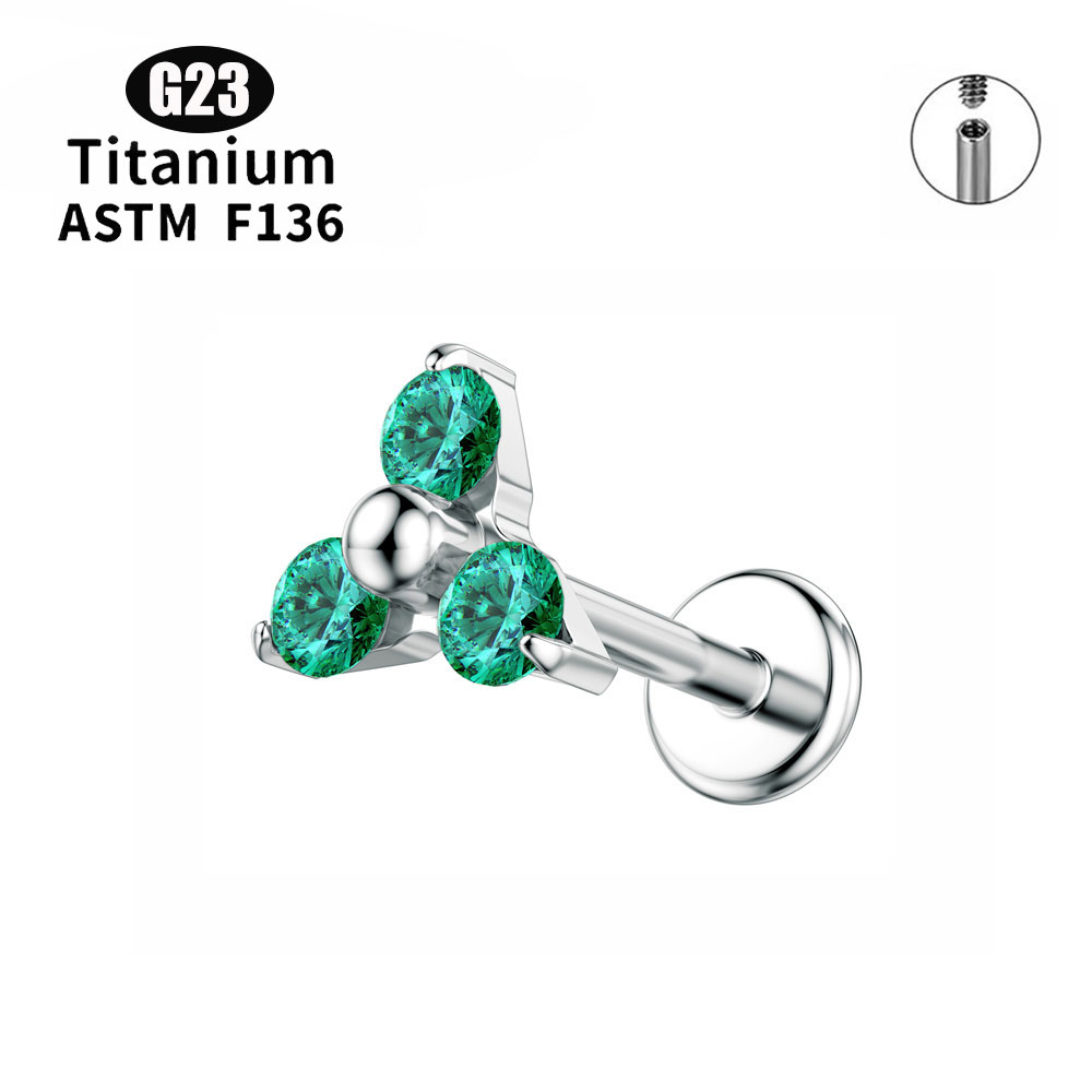 F136 Piercing de titanio 16G hilo interno labio cartílago 5A Piercing de circón ópalo Tragus pendientes joyería para Piercing corporal 2024: Blanco / Rodio plateado