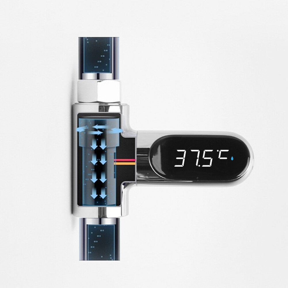 Ledet digitalt termometer badeværelsesarmaturer 360 roterer temperaturmonitor i realtid  ja55
