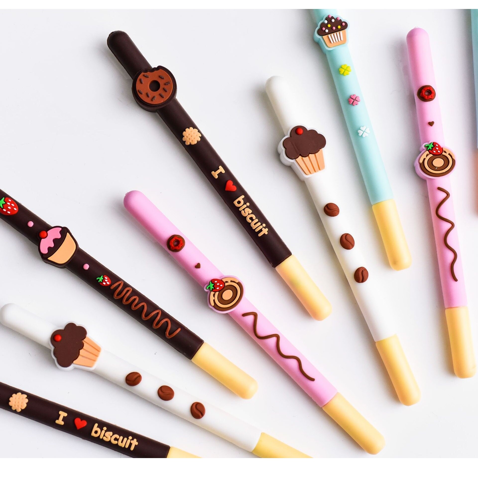 5 stücke ICH Liebe Keks Stift einstellen Nette Schokolade Obst Kuchen Schwarz Farbe Gel Tinte Stifte für Schreiben Unterschrift Schule Schüler vergeben F710