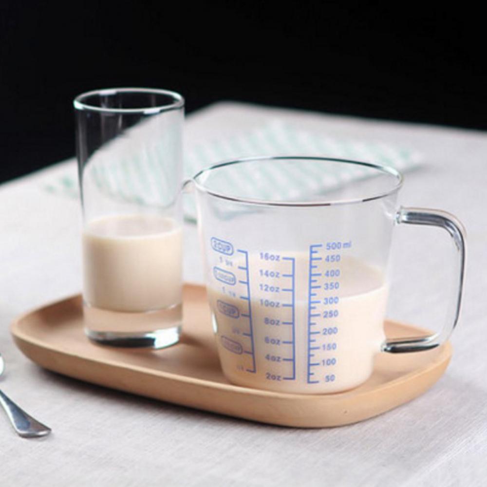 250ml/500ml Measuring Cup Transparent Heat Resisting High Borosilicate Glass Milk Water Scale Microwave Tool with Handle