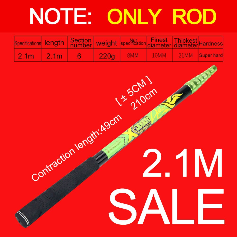 JOSBY 4M 3M 2.1M Fishing landing hand Nets Folding Carbon rod Nylon Collapsible steel Tackle tank Hole Depth Dipfor fishing: noly rod 2.1M
