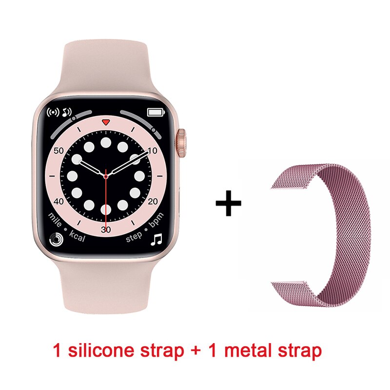 nouveauté S88 IWO 13 PRO montre intelligente femmes hommes série 6 jeux SmartWatch Bluetooth appel fréquence cardiaque ECG caméra à distance: rose gold Strap