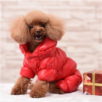 3 farben Hund Overall Winter Warme Mantel Jacke Für Kleine Hunde XS-2XL Wasserdichte Schneeanzug 4-beine Overall Romper Winter kleidung L: red / XL
