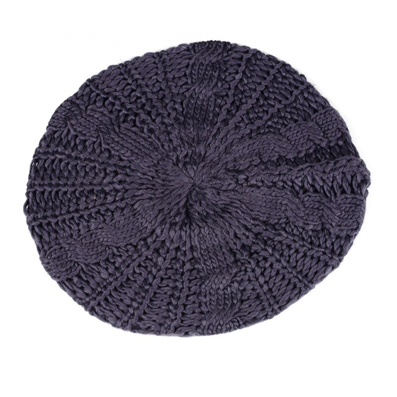 Woman Winter Knitted Beret Hats Women's Lady Beret Braided Baggy Beanie Crochet Warm WalkingWinter Hat Ski Cap: Dark Grey