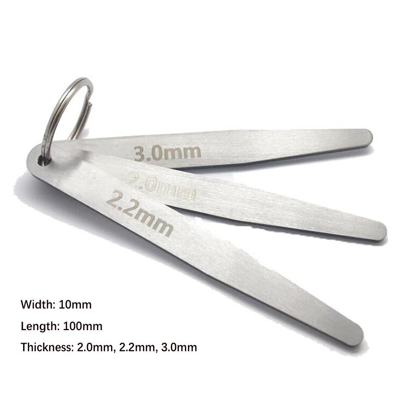 2/2.2/3.0mm følermåler 3 blad ventiltykkelse gap følermåler metrisk måling justering linjal måleverktøy i stål