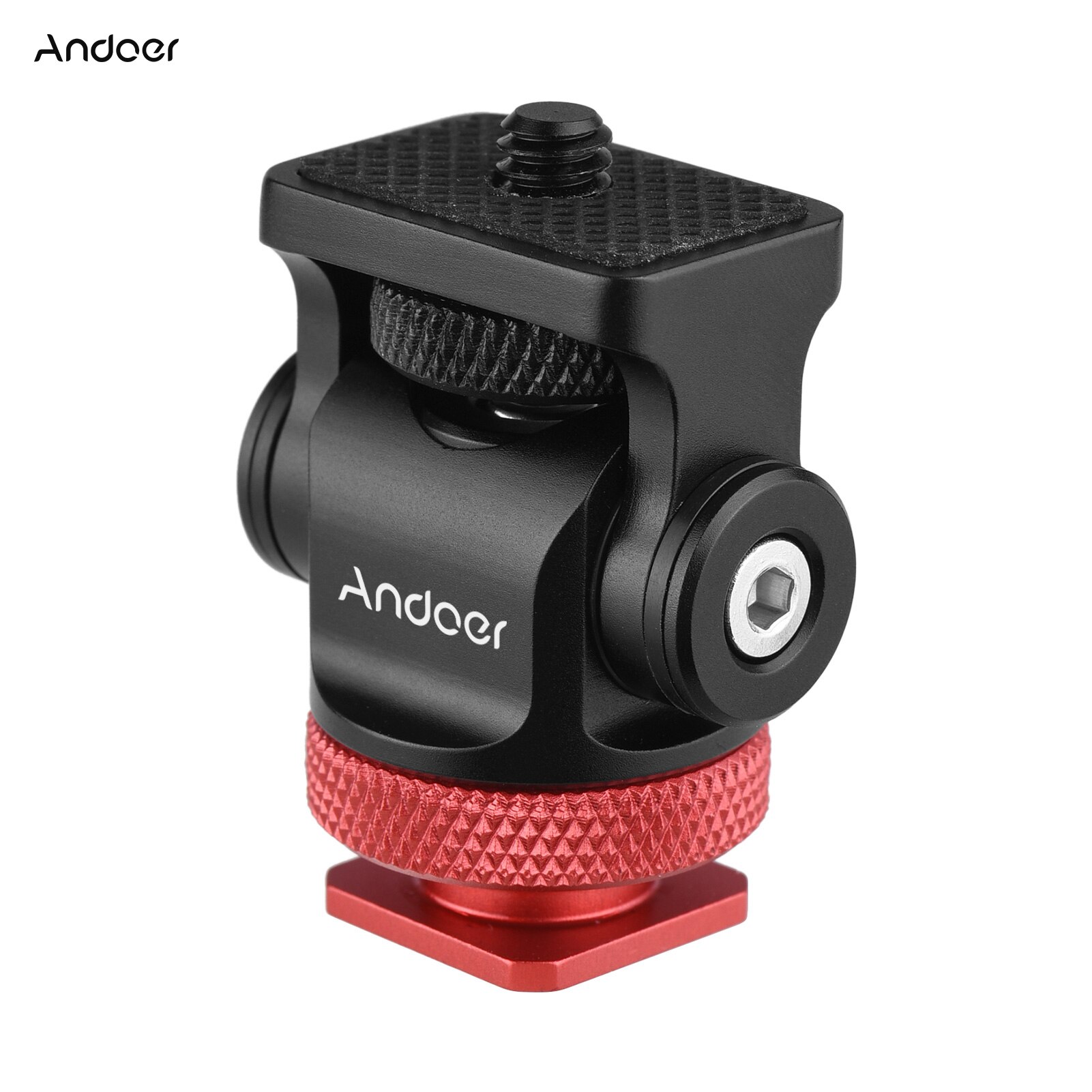 Andoer-monitor de câmera rotativa 360 °, adaptador para sapato a frio, interface de 1/4 polegadas, chave allen, para monitor e microfone de luz led