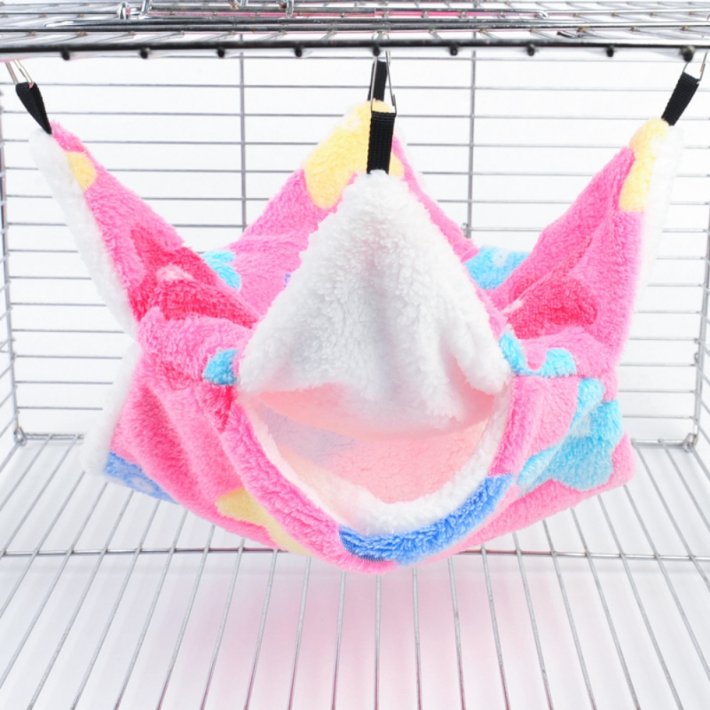 Double-layer Warm Hamster Hammock Rat Hanging Beds House Small Animal Cage Squirrel Guinea Pig Plush Cotton Nests