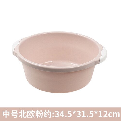 Lavamanos para el hogar, cuenco de plástico grande, grueso, redondo, lavabo, fregadero pequeño, venta 040 y: Medium pink