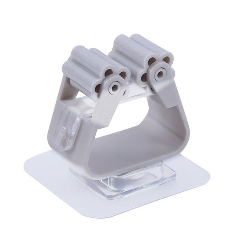 Wall Mounted Mop Holder Bathroom Toilet Lavatory Broom Mop Gripper Adhesive Wall Hanger, Green: grey