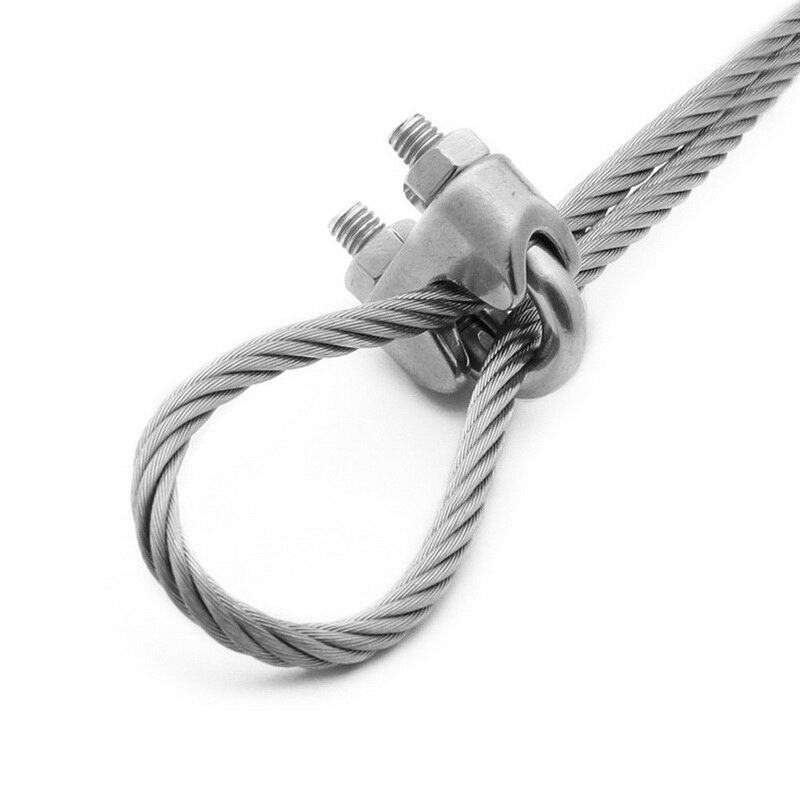 Stainless Steel Wire Rope Cable Clip Stainless steel construction rust corrosion resistant 2Pcs