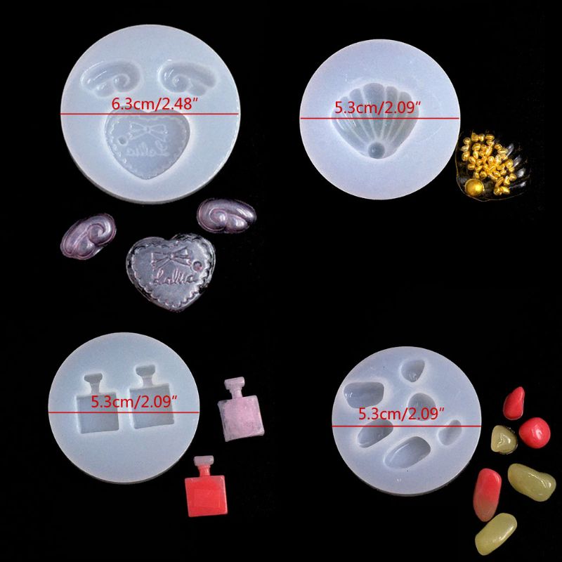 Cute Min Earrings Pendants Silicone Resin Mold Bear Dinosaur Goldfish Shell Flower Resin Casting Mold Jewelry Art Tools