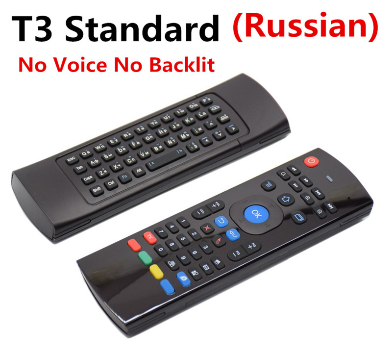 T3M 2.4G Air Mouse Wireless keyboard Russian 44 IR Learning Mic voice search for Android Smart TV Box PK MX3 t3 Remote Control: T3 Russian