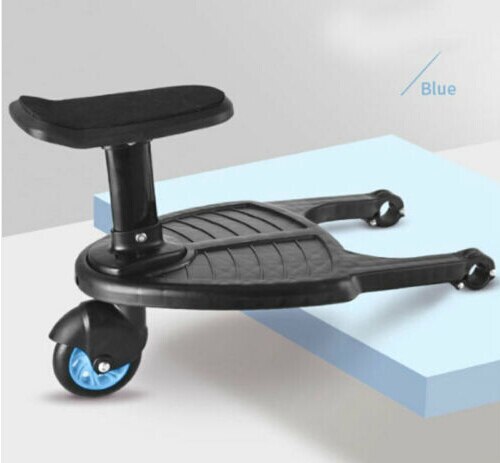 Søskende tumling ståbræt baby klapvogn hjul buggy board barnevogn sort sæde holder: Blå