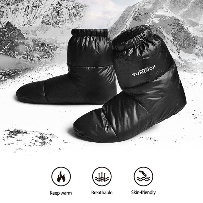 -SUNDICK Down Booties Warm Socks Outdoor Indoor Tent Warm Soft Boots Outdoor Camping Sleeping Bag Indoor Slippers Soft Cozy