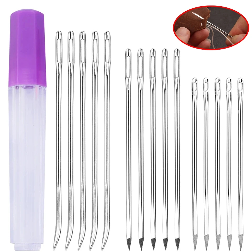 Para alfombras, lienzo, cuero, reparación de costura, aguja de coser de cuero de acero inoxidable, agujas Triangulares DIY, herramienta de costura a mano