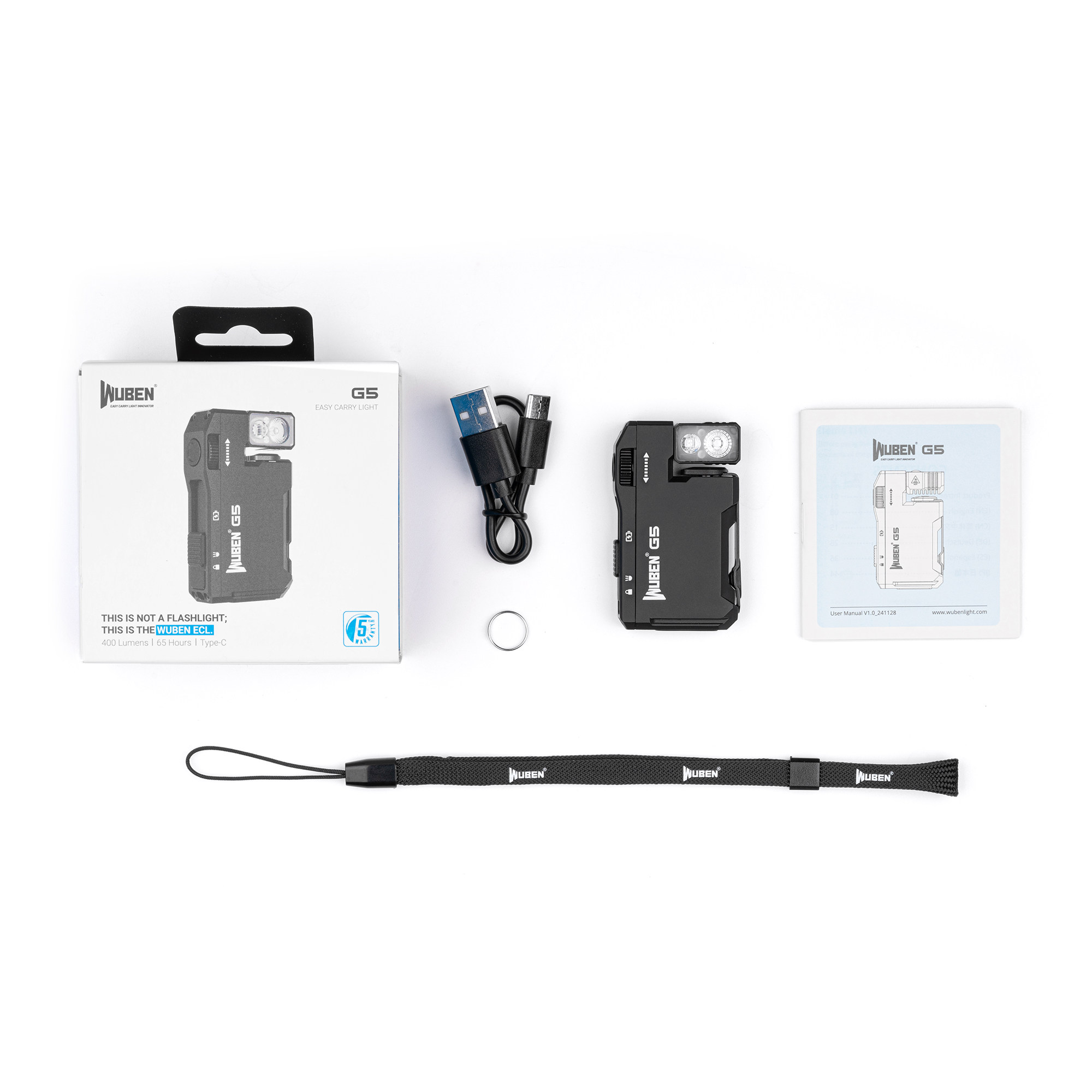Lanterna Wuben G5 EDC 400 Lumens Mini Lanterna com RGB Portátil Recarregável Edição Limitada Laranja: Preto