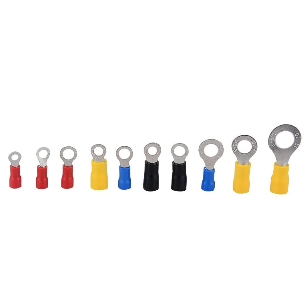 102Pcs/Box Terminals Electrical Ring With 10Kinds RV Terminal Crimp Connector Kit Set and Boxs, Copper Wire Insulated Cord Pin