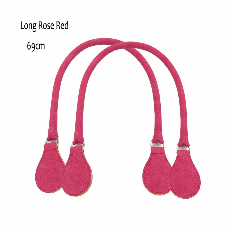 Longo falso couro alças redondas alça de cinto d fivela gotas para clássico mini obag cesta balde chique o bolsa acessórios: Long Rose Red