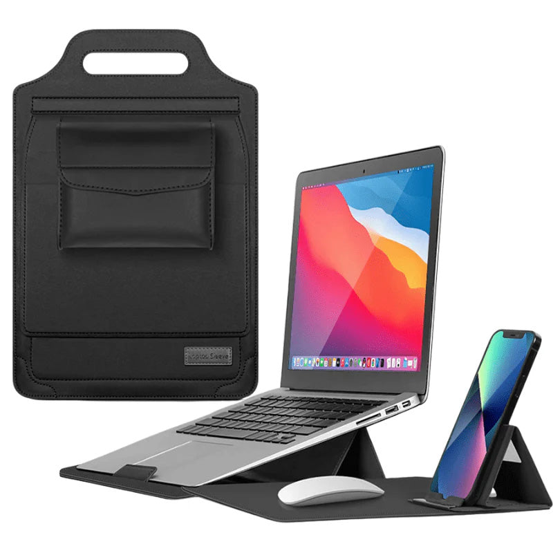 Bärbar multifunktionell laptopväska med justerbart laptopstativ och telefonställ för apple, macbook och huawei