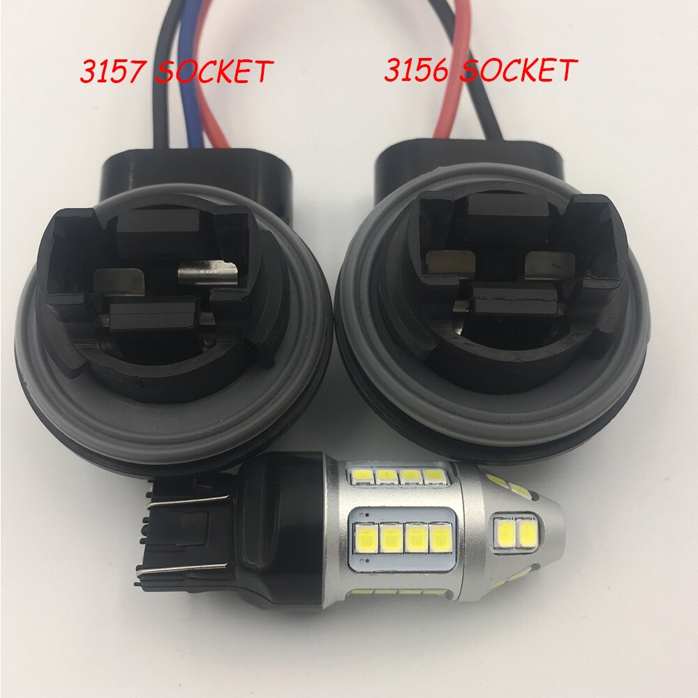 Ysy 2 Stuks 3157 3057 3156 3155 Led Lamp Brake Signal Light Lamp Socket Adapter Kabelboom Plug