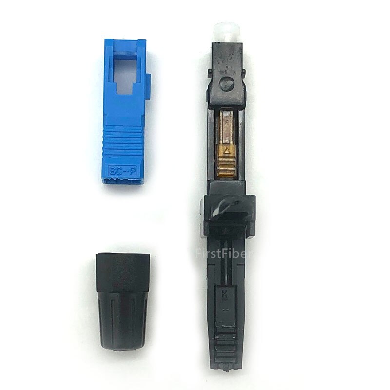 SC UPC Fiber Optic Fast Connector 100 SC Fsat Connector Blue Fibra FTTH Single Mode Quick Connector Adapter Field Assembly