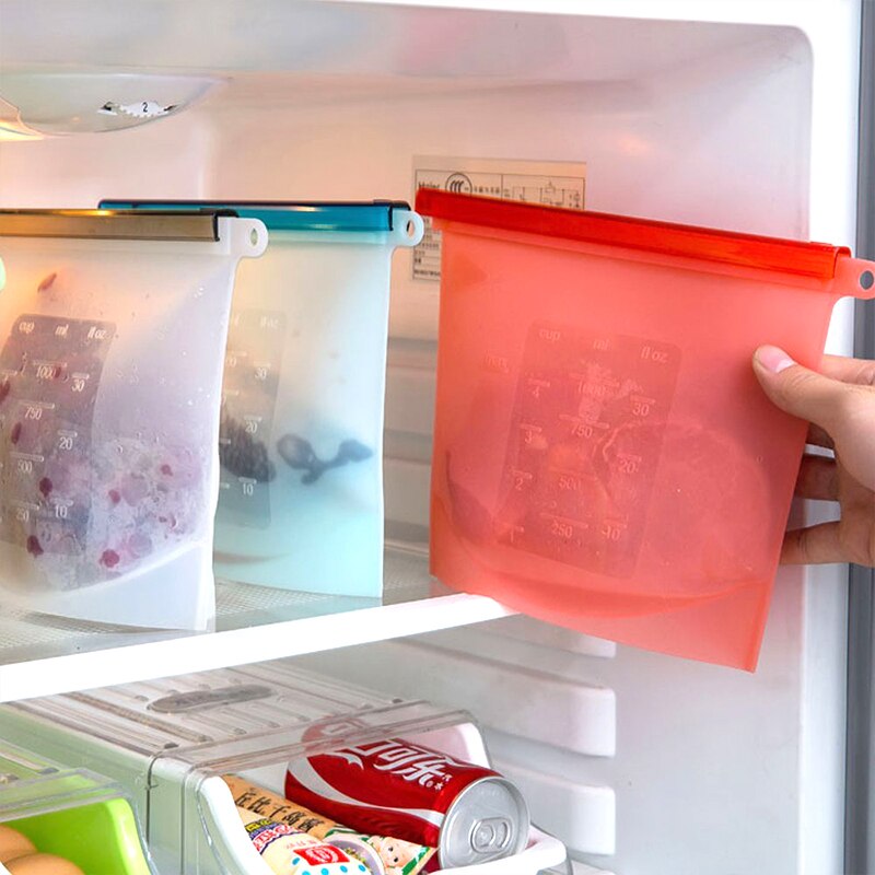 Bolsa de Silicón para mantener frescos bolsa para alimentos sellada reutilizable bolsas de productos organización del hogar y nevera para almacenamiento de frutas Cocina
