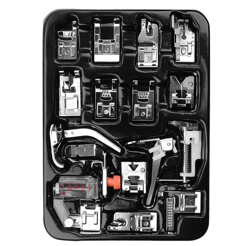 16pcs Sewing Machine Presser Foot Kit Hem Foot Spare Parts Accessories for Brother Singer Blind Stitch Darning Presser Feet