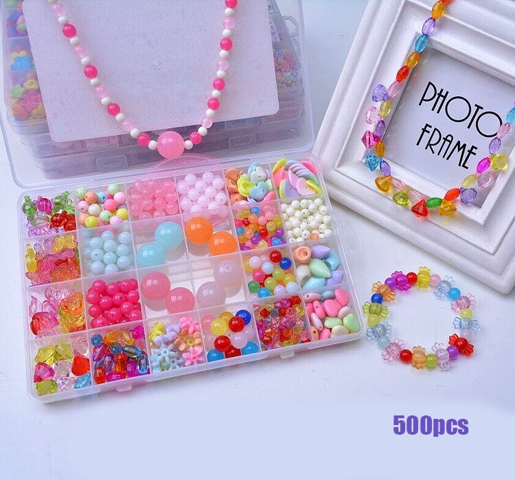 Kids DIY Bead Kit - Acrylic Plastic Spacer Charms - Necklace Bracelet Jewelry Making Toy for Girls 5-13 Years: 24 grid 9
