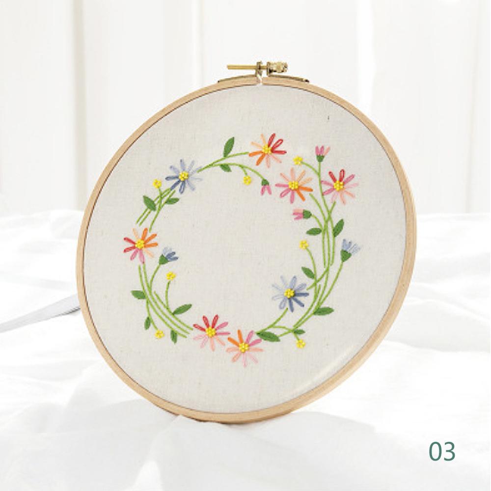 Cute Green Hands DIY Handcraft Beginners Embroidery Kit Needlework Stitch Kit Cotton Painting Embroidery With Hoop Home Decor: 03