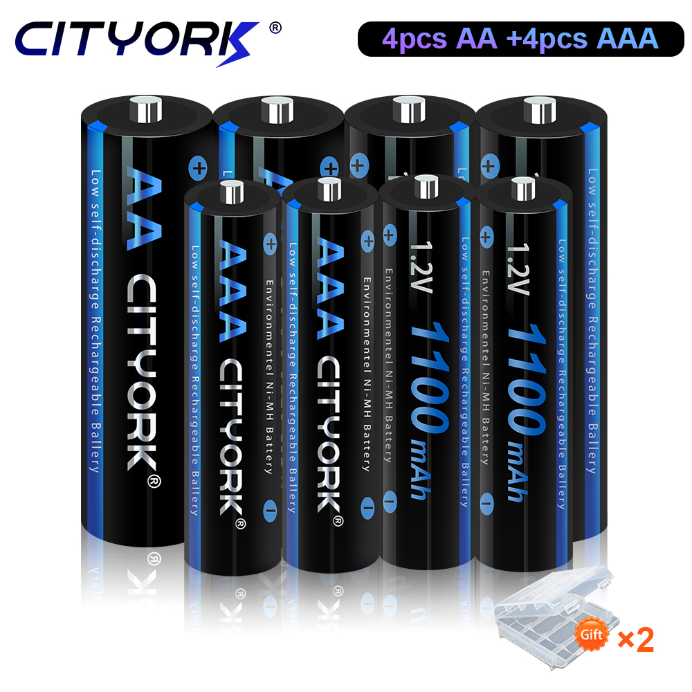 CITYORK 1,2 V AA + AAA baterías recargables AA 3000mAh AAA 1100mAh aa 2A batería aaa nimh y LCD 1,2 V AA AAA cargador: other