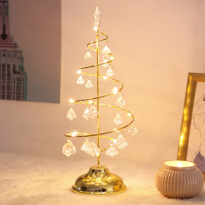 Led Crystal Kerstboom Light Battery Operated Tafel Raamdecoratie Home Office Myding