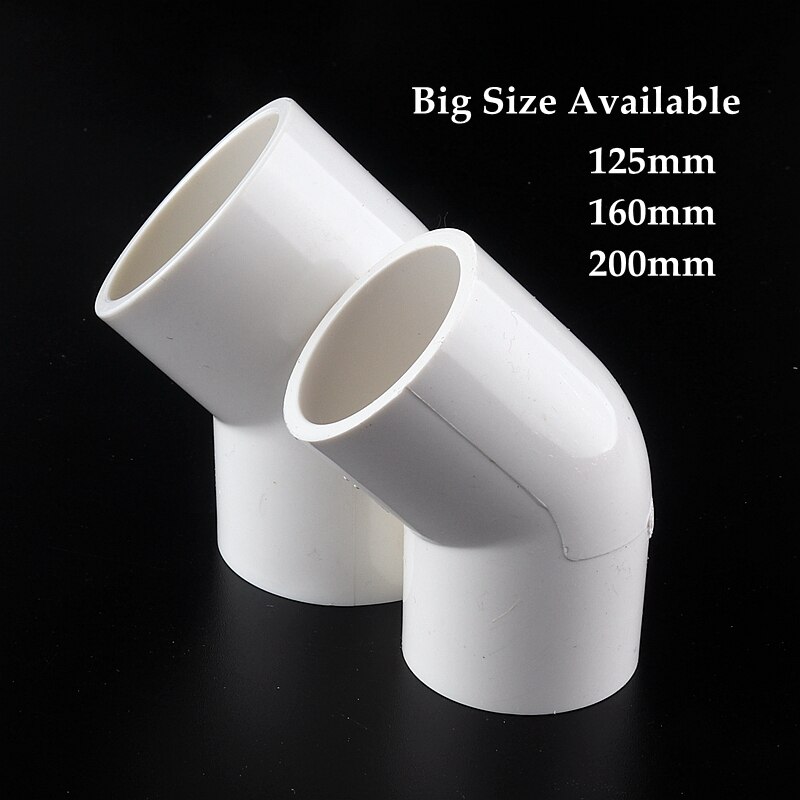 5~50pcs Size 20~50mm PVC Water Supply Pipe 45° Equal Elbow Connector Fittings Irrigation System Watering White Parts