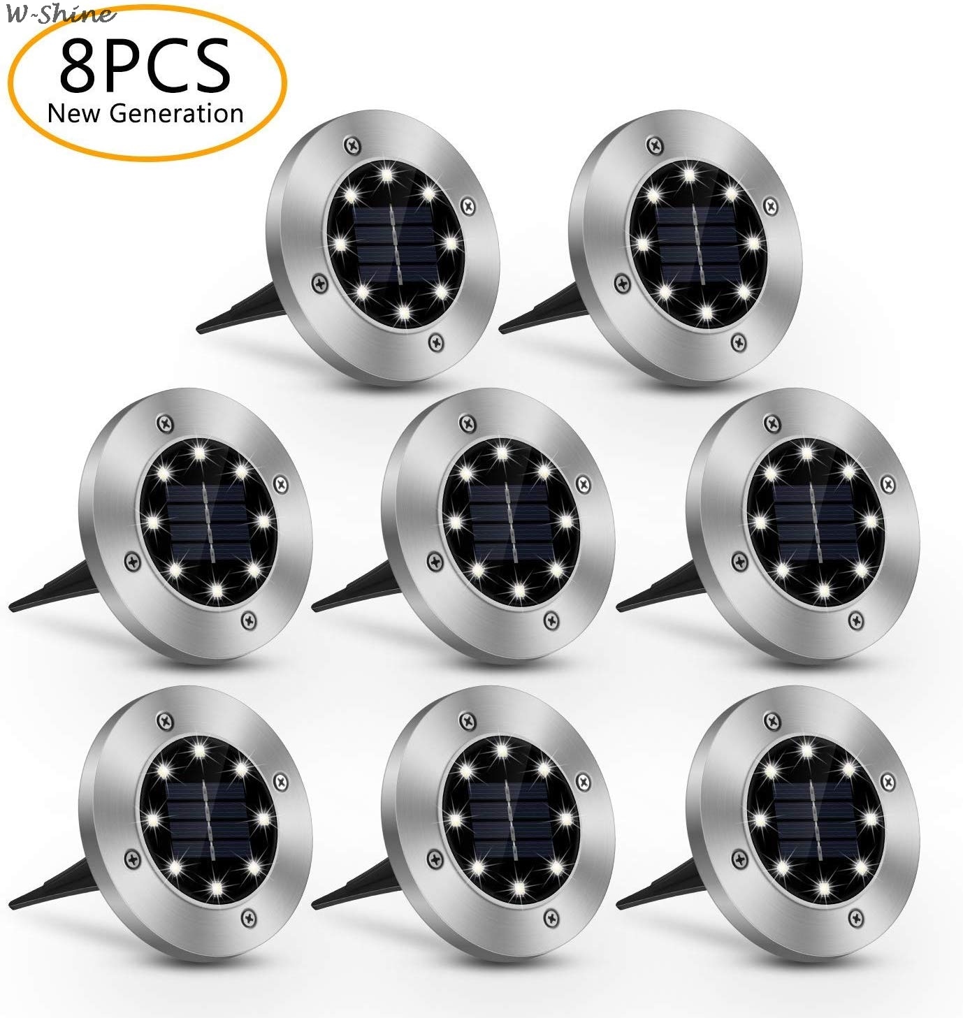 Lâmpada solar, à prova d&#39;água, 8 peças, iluminação para exteriores, luz de rua, jardim, decoração, subterrânea, escada, deck