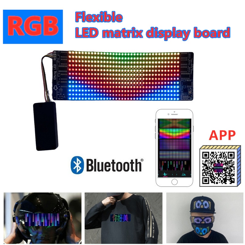 Bluetooth Rgb Flexibele Led Module Display Matrix Teken Android Ios Applicatie Controle Led Masker Hoed Scherm