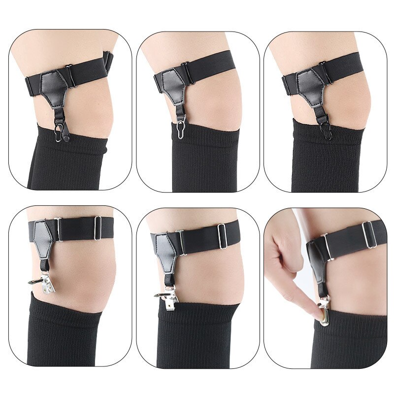2pcs Black Sock Garters Women Girls Japanese Style JK Uniform Dress Adjustable Elastic Thigh High Sock Suspenders Holders Belt