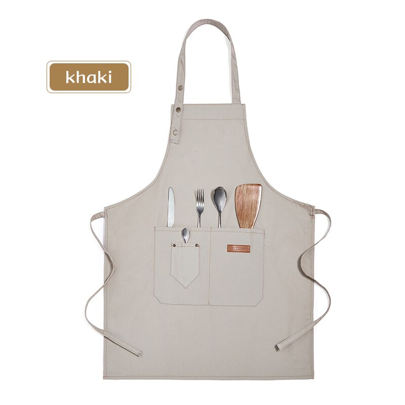 Tablier en toile réglable et résistant à l'usure, unisexe, pour chef, restaurant, barbecue, café, boulangerie, salon de coiffure, fleuriste, serveur: Kaki