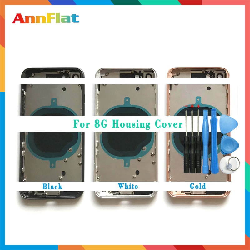 Carcasa AAA de gran para iphone 8 8G / 8 Plus 8 Plus/X, cubierta de batería para puerta trasera, chasis, Marco medio con vidrio + herramienta