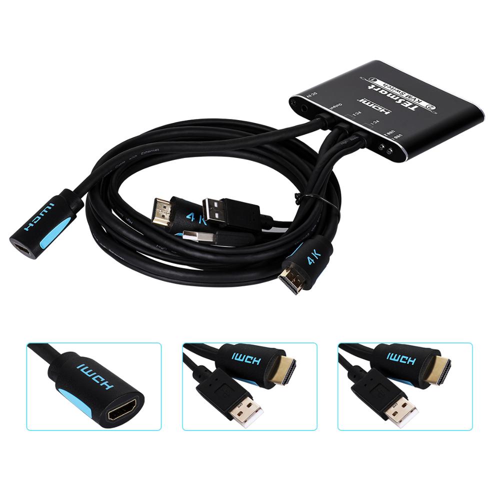 TESmart 2 Port USB HDMI Cable KVM Switch with Extra USB 2.0 Port Support 4K*2K (3840x2160)