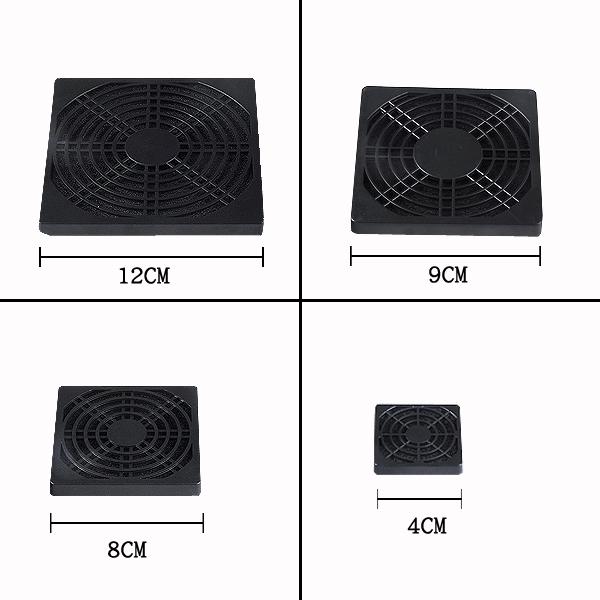 Funda para ordenador PC YCDC 4cm 8cm 9cm Filtro de polvo antipolvo funda para ventilador de ordenador negro
