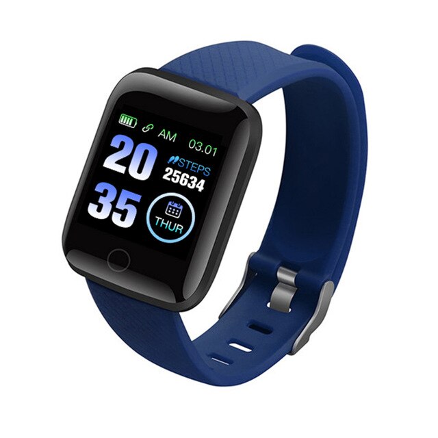 Bluetooth smart klocka män kvinnor blodtrycksmätare vattentät fitness tracker armband puls smartwatch för android ios: Blå