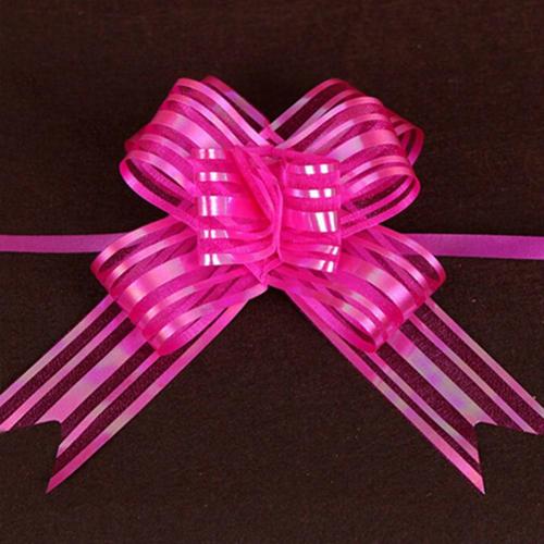 10Pcs Organza Ribbon Pull Bows Ribbons Flower Wrappers Wedding Party Car Decoration DIY Wedding Room Decoration Pull Flower: Rose
