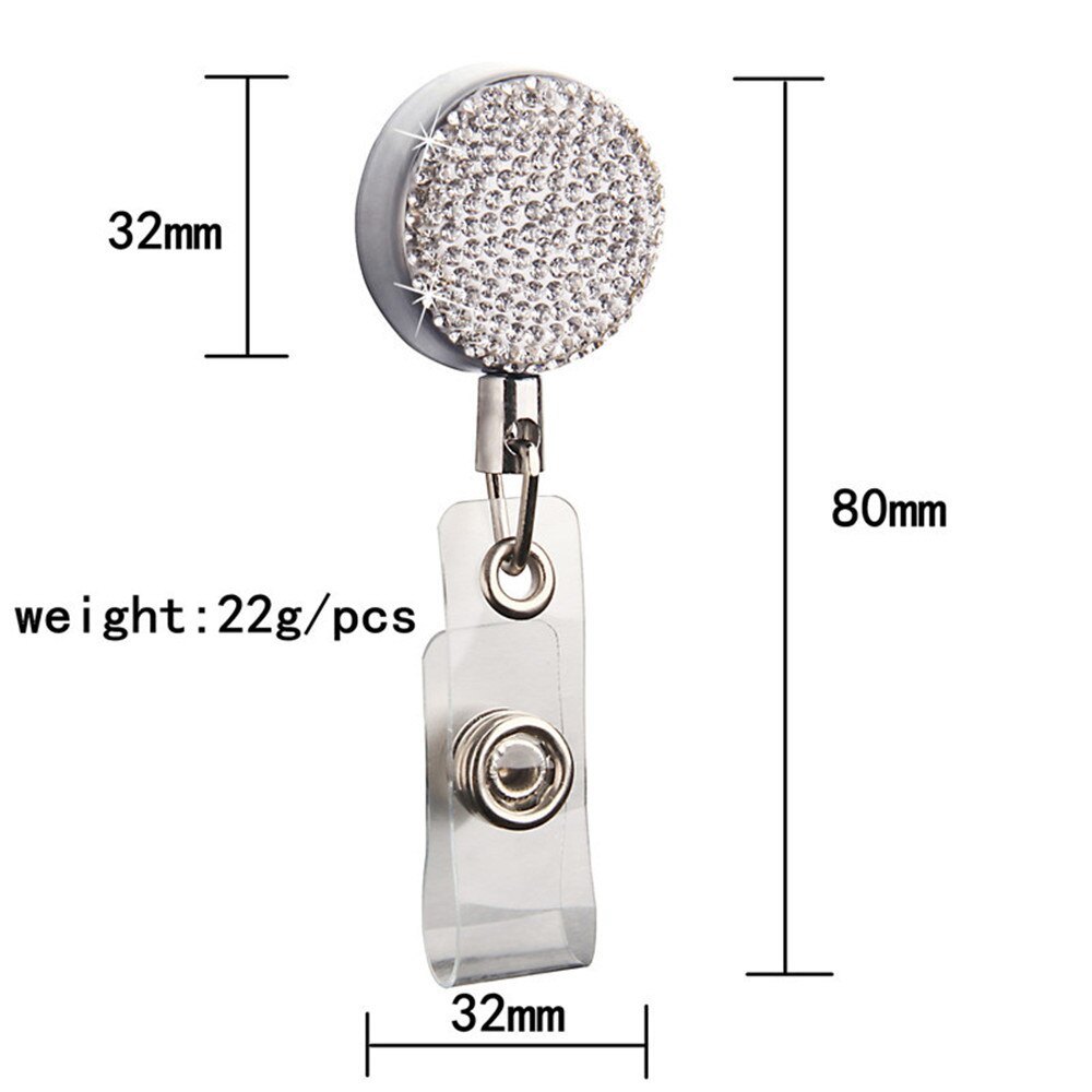 Rhinestone Retractable Holder Keychain Nurse ID Card Clip Hospital Badge Holder Work Badges Accessories Officer Daily Use