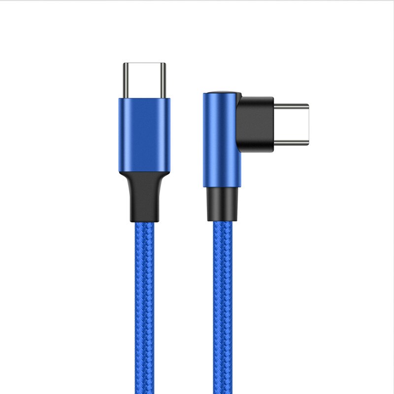 90 grad Ellenbogen Typ-c Kabel 20V 3A 60W PD Schnelle Ladung Typ C Zu Typ C männlichen zu Männlichen USB Typ-C Geräte 0,2 m 1m 2m 3m: Single Ellbogen Blau / 3m