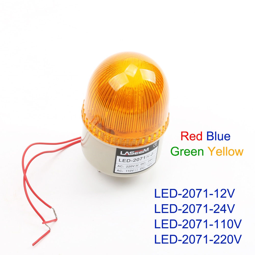 DC 12V 24V AC 110V 220V LED-2071 Red Yellow Green Blue Warning Light Lamp Siren Industrial Warning Without Buzzer