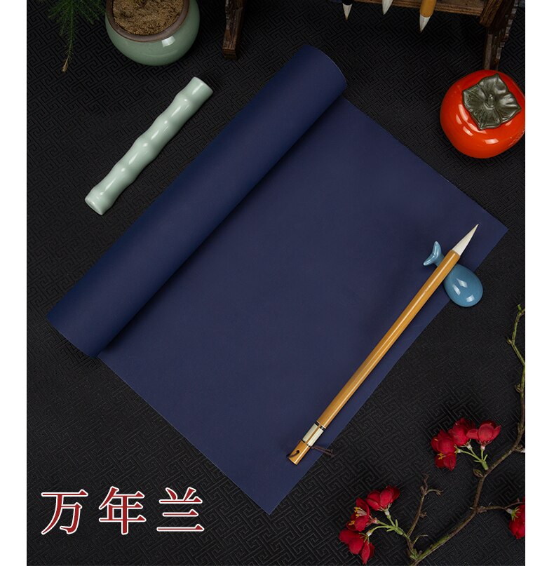 Antique Xuan Paper Long Scroll Ripe Rice Paper Heart Sutra Small Regular &amp;Cursive Script Brush Calligraphy Practice Paper: 0.34 x 20 m / C