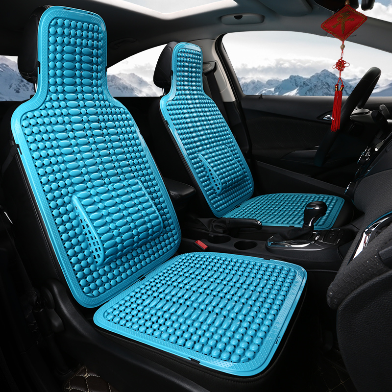 Universal sommer autostol kølig pude pvc beaded massage automobil stolebetræk med blød taljemåtte åndbar holdbar 1 stk.