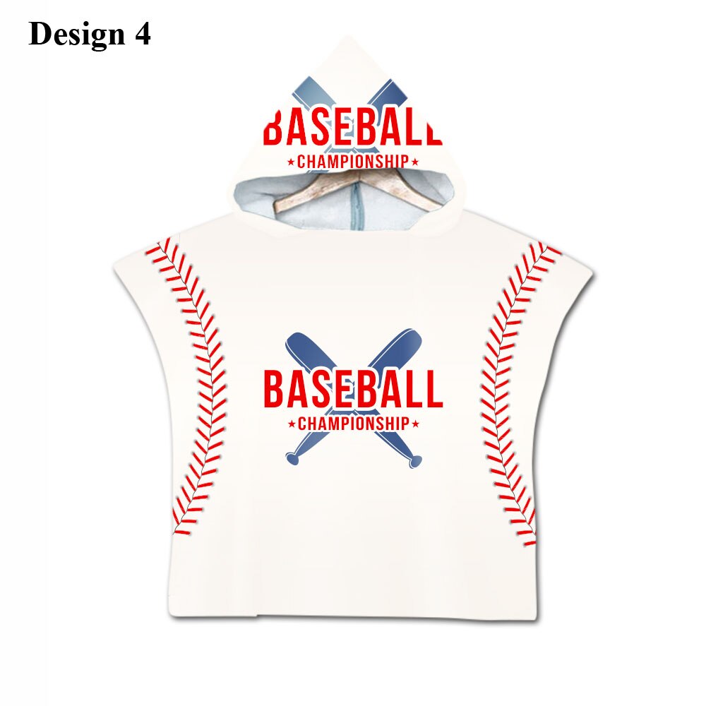 Nieuwigheid sport honkbal print baby kinderen kinderen capuchon handdoek zwembad bad strand poncho handdoek cape: Ontwerp 4